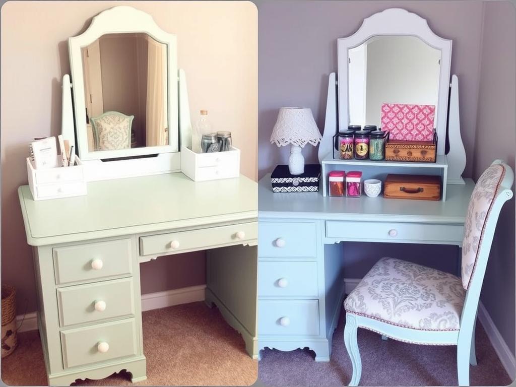 DIY bedroom vanity created from repurposed furniture with budget-friendly styling DIY bedroom vanity created from repurposed furniture with budget-friendly styling