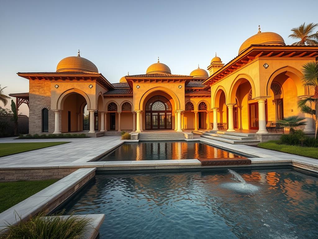 Indo-Islamic inspired home with modern interpretation of traditional elements Indo-Islamic inspired home with modern interpretation of traditional elements