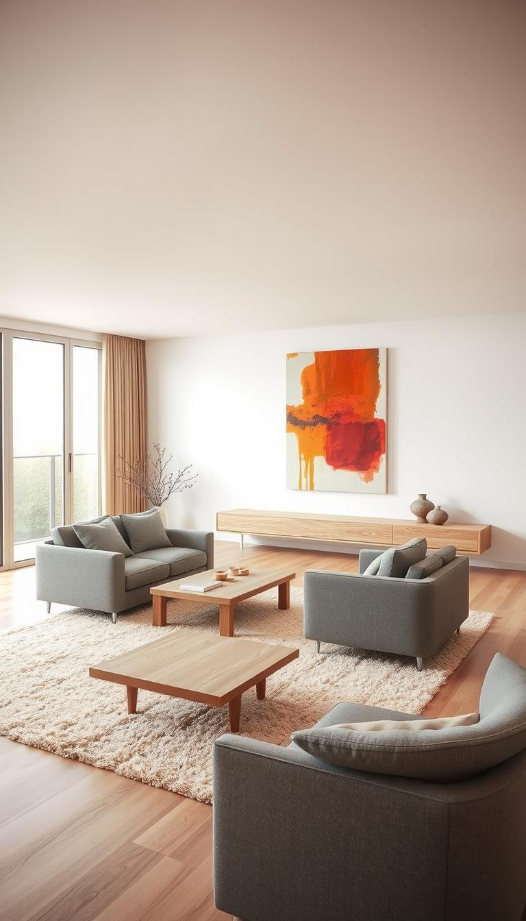 Neutral color palette with bold accents