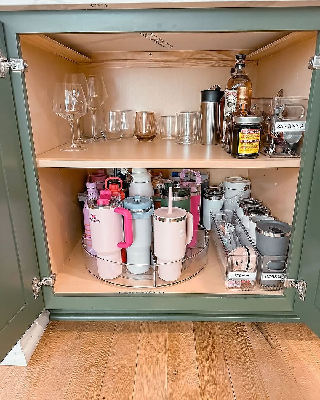 lazy susan turntable cabinet organization