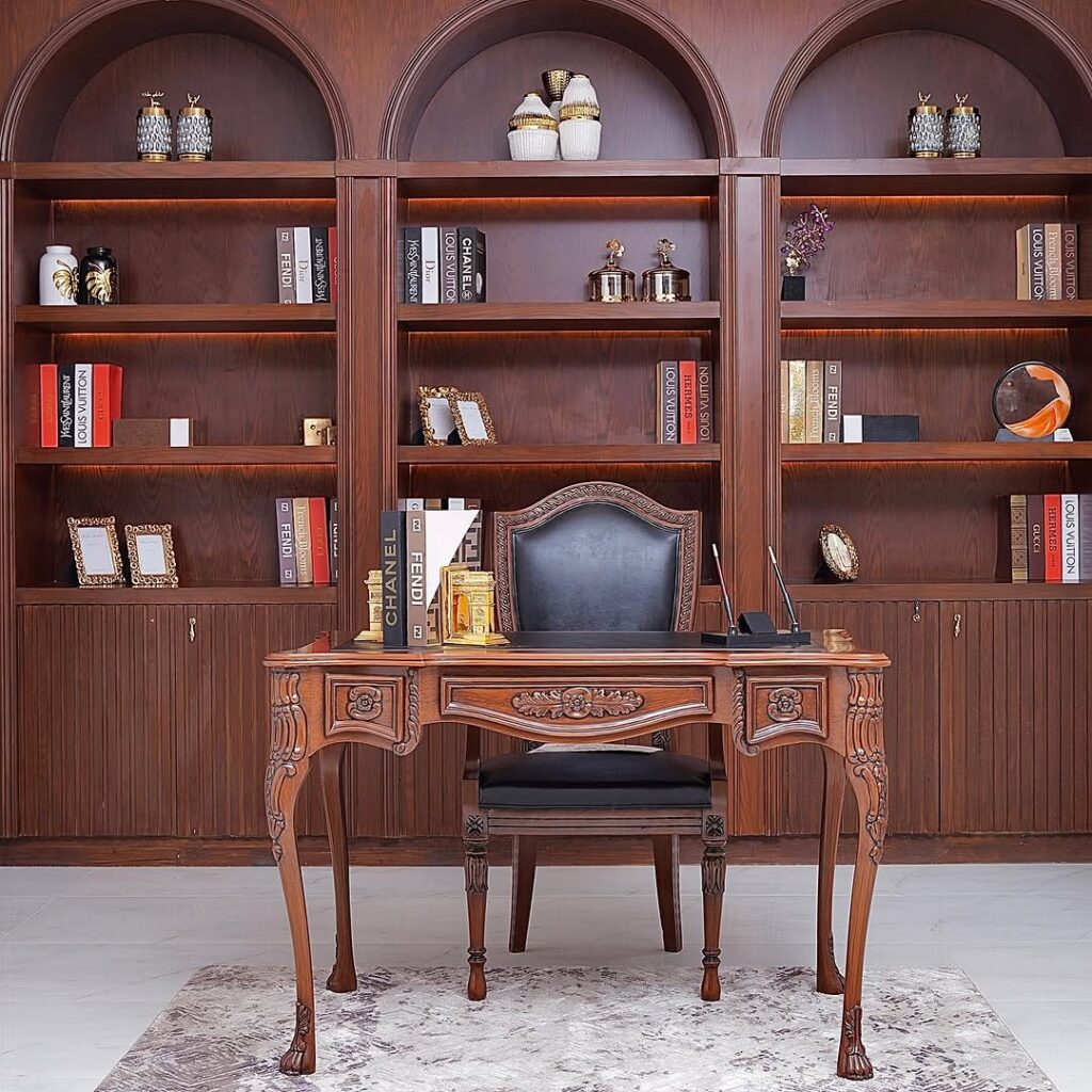 vintage desks, antique dressers, or console tables