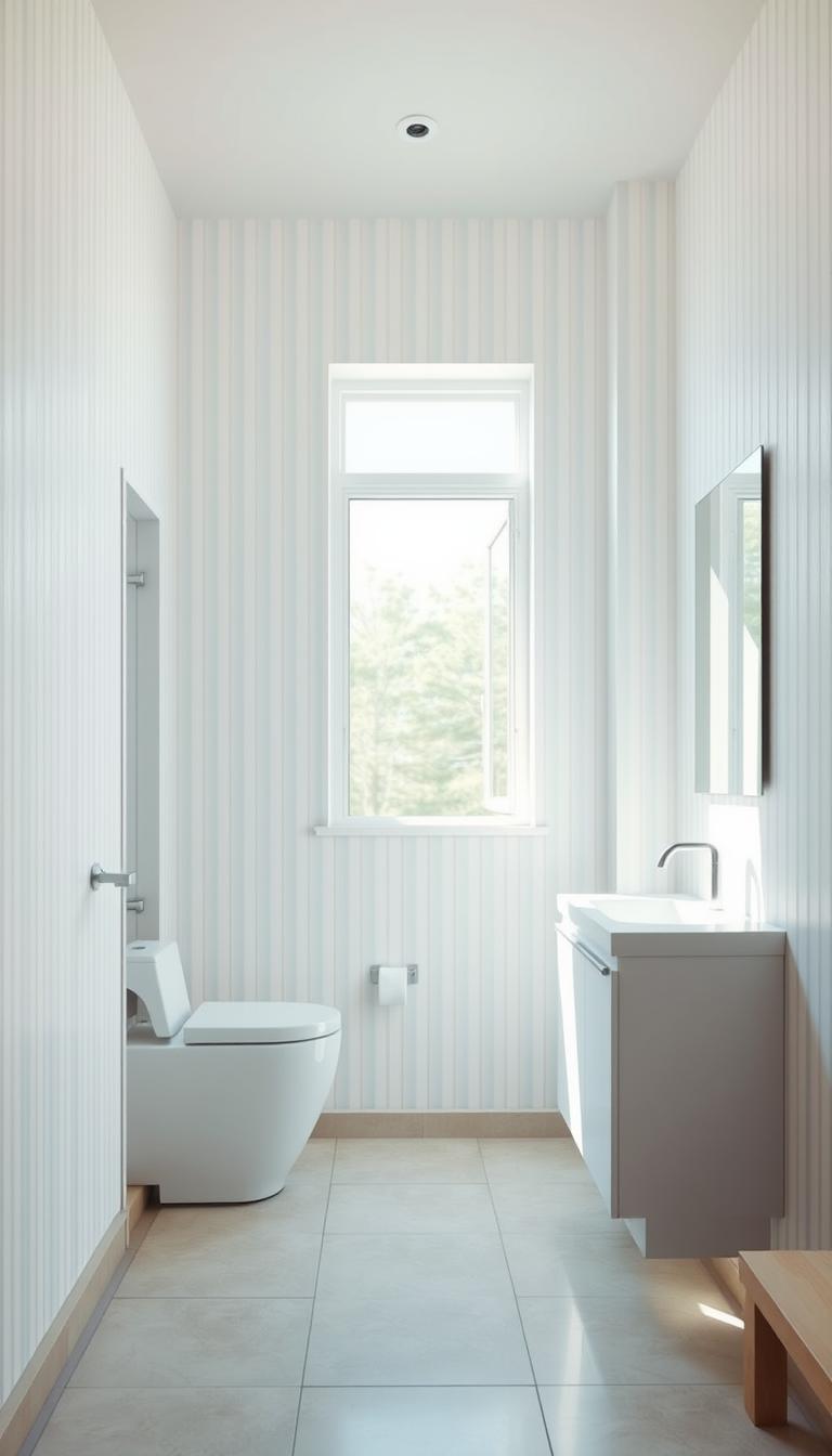 vertical stripes in bathroom